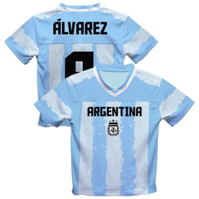 Julian Alvarez Argentina National Team Vive La Fete Football Jersey - Light Blue