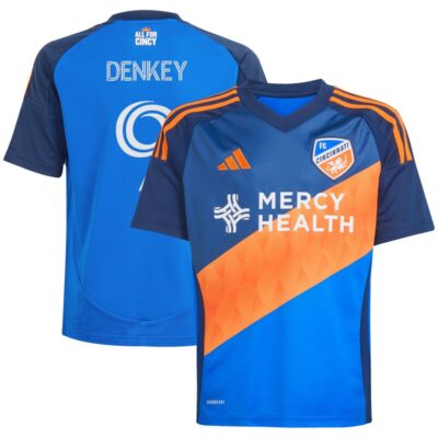 Kevin Denkey FC Cincinnati Youth 2025 Orange and Blue Legacy Kit Replica Player Jersey - Blue