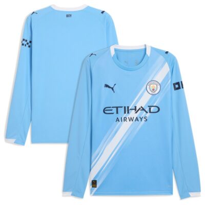 Manchester City 2025/26 Home Replica Long Sleeve Jersey - Sky Blue