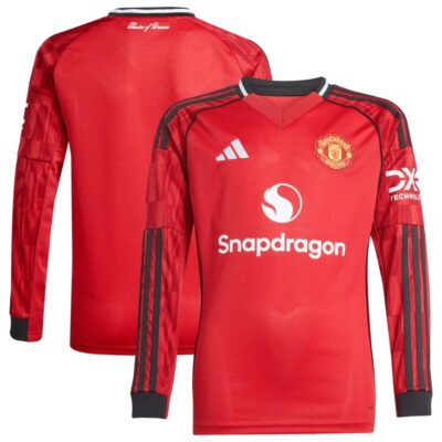 Manchester United Youth Home 2025/26 Replica Long Sleeve Jersey - Red