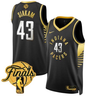 Men's Indiana Pacers 2025 Finals Swingman Jersey Stitched Black Gold Pascal Siakam