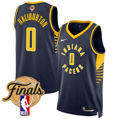 Men's Indiana Pacers 2025 Finals Swingman Jersey Stitched Icon Tyrese Haliburton