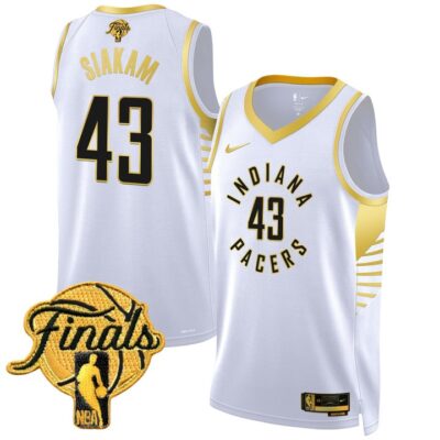 Men's Indiana Pacers 2025 Finals Swingman Jersey Stitched White Gold Pascal Siakam