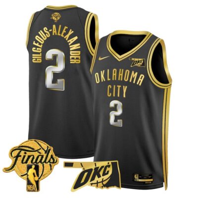 Men's Oklahoma City Thunder 2025 Finals Swingman Jersey Stitched Black Gold Gilgeous-Alexander