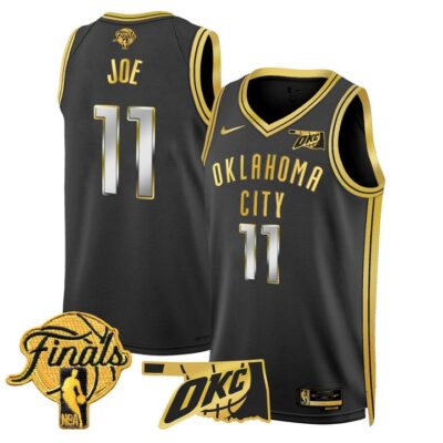 Men's Oklahoma City Thunder 2025 Finals Swingman Jersey Stitched Black Gold Isaiah Joe