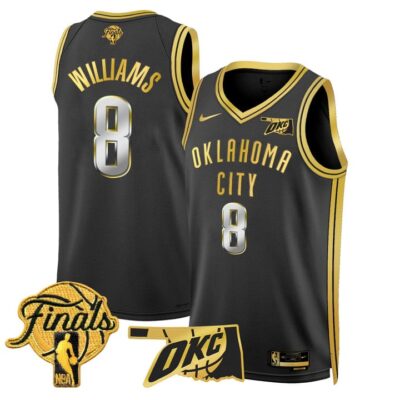 Men's Oklahoma City Thunder 2025 Finals Swingman Jersey Stitched Black Gold Jalen Williams