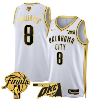 Men's Oklahoma City Thunder 2025 Finals Swingman Jersey Stitched White Gold Jalen Williams
