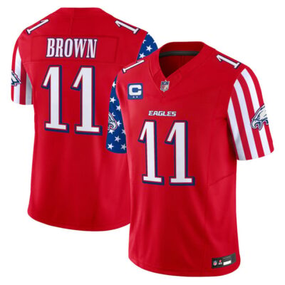 Men's Philadelphia Eagles 2025 Independence Day Vapor Limited Jersey Stitched Red A.J. Brown