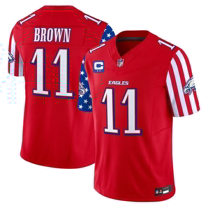 Men's Philadelphia Eagles 2025 Independence Day Vapor Limited Jersey Stitched Red A.J. Brown