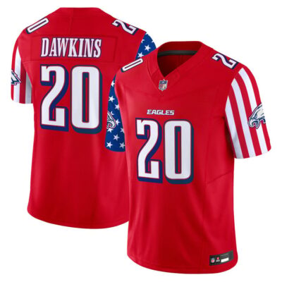 Men's Philadelphia Eagles 2025 Independence Day Vapor Limited Jersey Stitched Red Brian Dawkins