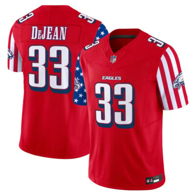 Men's Philadelphia Eagles 2025 Independence Day Vapor Limited Jersey Stitched Red Cooper DeJean