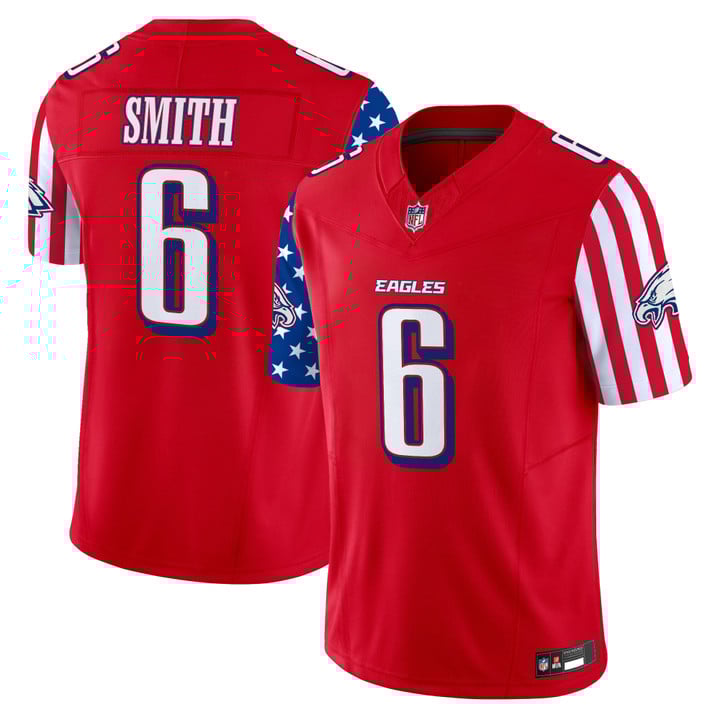 Men's Philadelphia Eagles 2025 Independence Day Vapor Limited Jersey Stitched Red DeVonta Smith