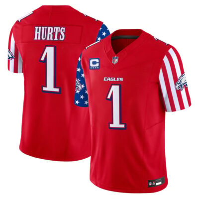 Men's Philadelphia Eagles 2025 Independence Day Vapor Limited Jersey Stitched Red Jalen Hurts