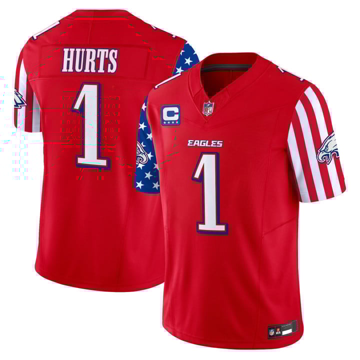 Men's Philadelphia Eagles 2025 Independence Day Vapor Limited Jersey Stitched Red Jalen Hurts