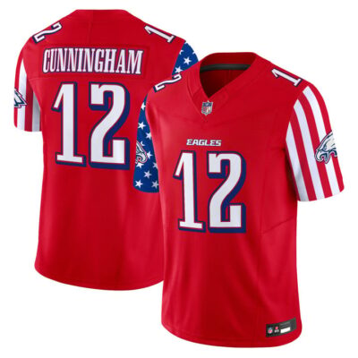 Men's Philadelphia Eagles 2025 Independence Day Vapor Limited Jersey Stitched Red Randall Cunningham