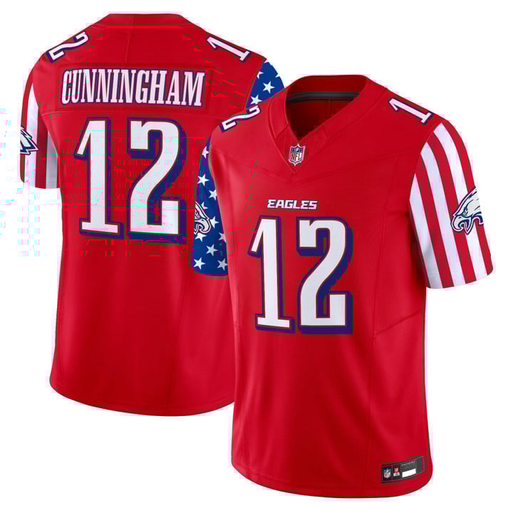Men's Philadelphia Eagles 2025 Independence Day Vapor Limited Jersey Stitched Red Randall Cunningham