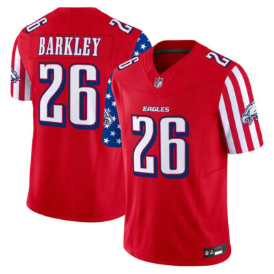 Men's Philadelphia Eagles 2025 Independence Day Vapor Limited Jersey Stitched Red Saquon Barkley