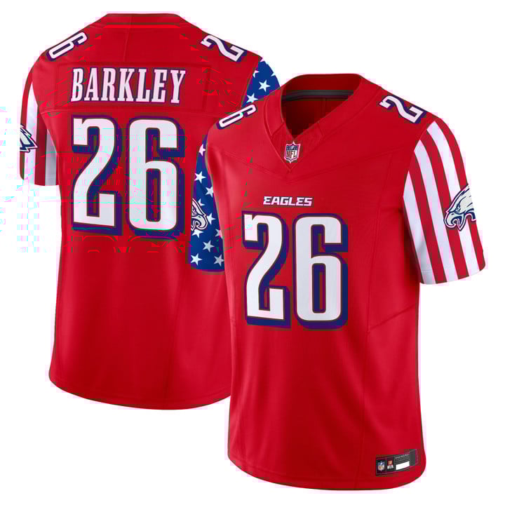 Men's Philadelphia Eagles 2025 Independence Day Vapor Limited Jersey Stitched Red Saquon Barkley