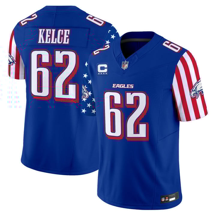Men's Philadelphia Eagles 2025 Independence Day Vapor Limited Jersey Stitched Royal Jason Kelce