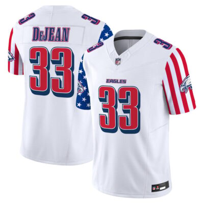 Men's Philadelphia Eagles 2025 Independence Day Vapor Limited Jersey Stitched White Cooper DeJean