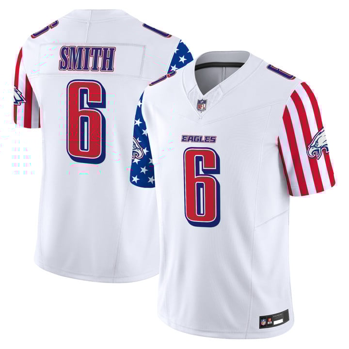Men's Philadelphia Eagles 2025 Independence Day Vapor Limited Jersey Stitched White DeVonta Smith