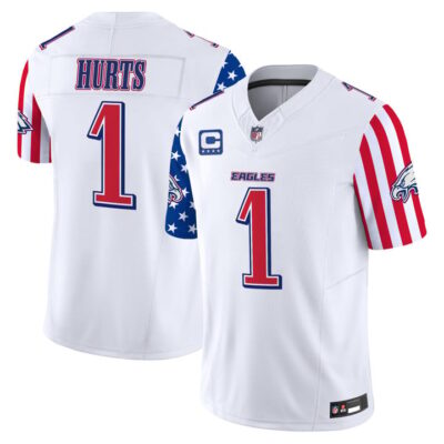 Men's Philadelphia Eagles 2025 Independence Day Vapor Limited Jersey Stitched White Jalen Hurts