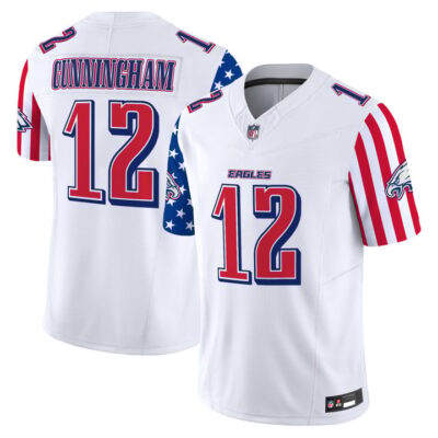 Men's Philadelphia Eagles 2025 Independence Day Vapor Limited Jersey Stitched White Randall Cunningham