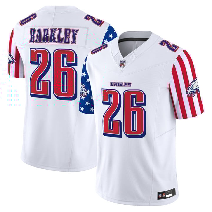 Men's Philadelphia Eagles 2025 Independence Day Vapor Limited Jersey Stitched White Saquon Barkley