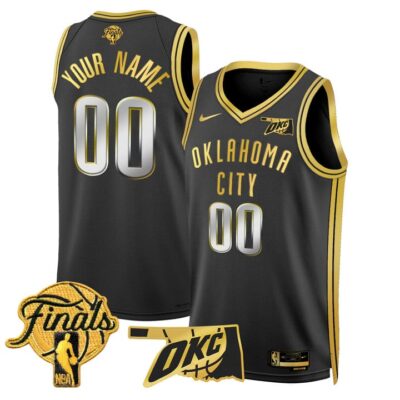 Oklahoma City Thunder 2025 Finals Swingman Custom Jersey Stitched Black Gold