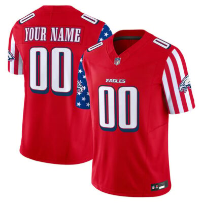 Philadelphia Eagles 2025 Independence Day Vapor Limited Custom Jersey Stitched Red