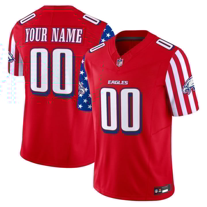 Philadelphia Eagles 2025 Independence Day Vapor Limited Custom Jersey Stitched Red