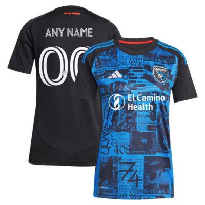 San Jose Earthquakes Women's 2025 Headliner Replica Custom Jersey - Black