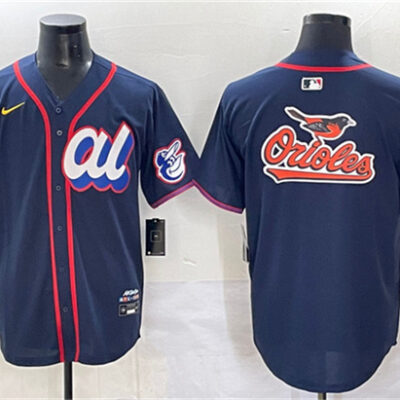 American League Baltimore Orioles Team Big Logo Navy 2025 All-Star Edition Limited Stitched Baseball Jersey