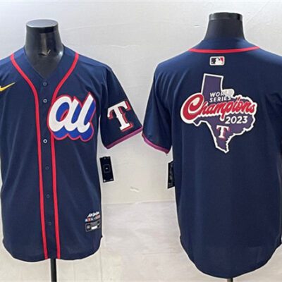 American League Texas Rangers Team Big Logo Navy 2025 All-Star Edition Limited Stitched Baseball Jersey