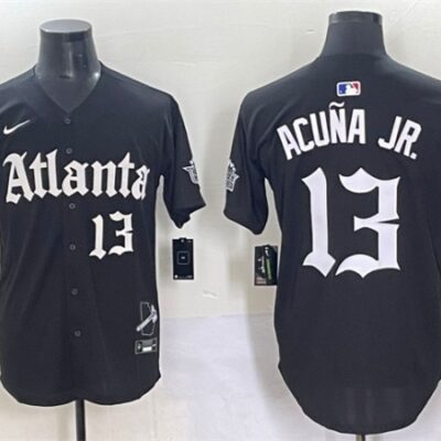Atlanta Braves #13 Ronald Acuna Jr. Black Gothic South x Outkast Edition Vapor Limited Stitched Baseball Jersey