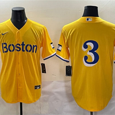 Boston Red Sox #3 Ceddanne Rafaela Gold City Connect Stitched Baseball Jersey