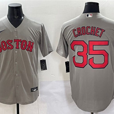 Boston Red Sox #35 Garrett Crochet Gray Cool Base Stitched Baseball Jersey