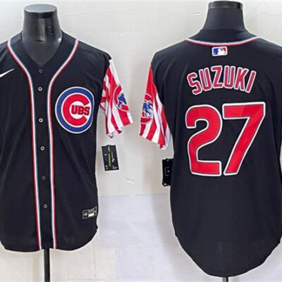 Chicago Cubs #27 Seiya Suzuki Black 2025 Independence Day Vapor Premier Limited Stitched Baseball Jersey
