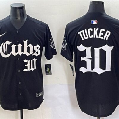 Chicago Cubs #30 Kyle Tucker Black 'Gothic North Side Edition' Vapor Premier Limited Stitched Baseball Jersey