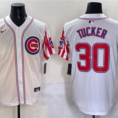 Chicago Cubs #30 Kyle Tucker White 2025 Independence Day Vapor Premier Limited Stitched Baseball Jersey