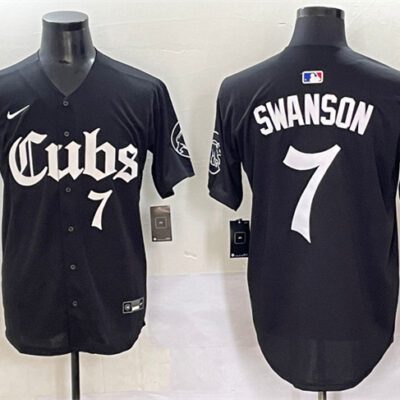 Chicago Cubs #7 Dansby Swanson Black 'Gothic North Side Edition' Vapor Premier Limited Stitched Baseball Jersey