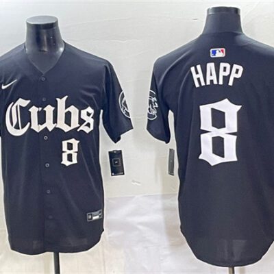 Chicago Cubs #8 Ian Happ Black 'Gothic North Side Edition' Vapor Premier Limited Stitched Baseball Jersey