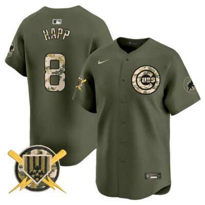 Chicago Cubs #8 lan Happ Green Armed Forces Day Vapor Limited Stitched Baseball Jersey