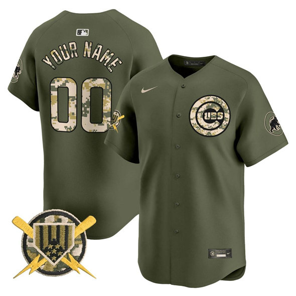 Chicago Cubs Active Player Custom Green Armed Forces Day Vapor Limited Stitche Baseball Jersey
