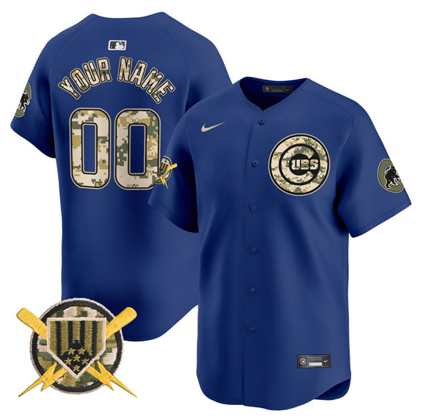 Chicago Cubs Active Player Custom Royal Armed Forces Day Vapor Limited Stitche Baseball Jersey