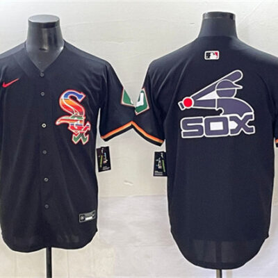 Chicago White Sox Team Big Logo Black Mexico Limited Stitched Jersey 003