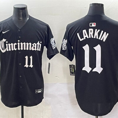 Cincinnati Reds #11 Barry Larkin Black 'Gothic Queen City Edition' Vapor Premier Limited Stitched Baseball Jersey