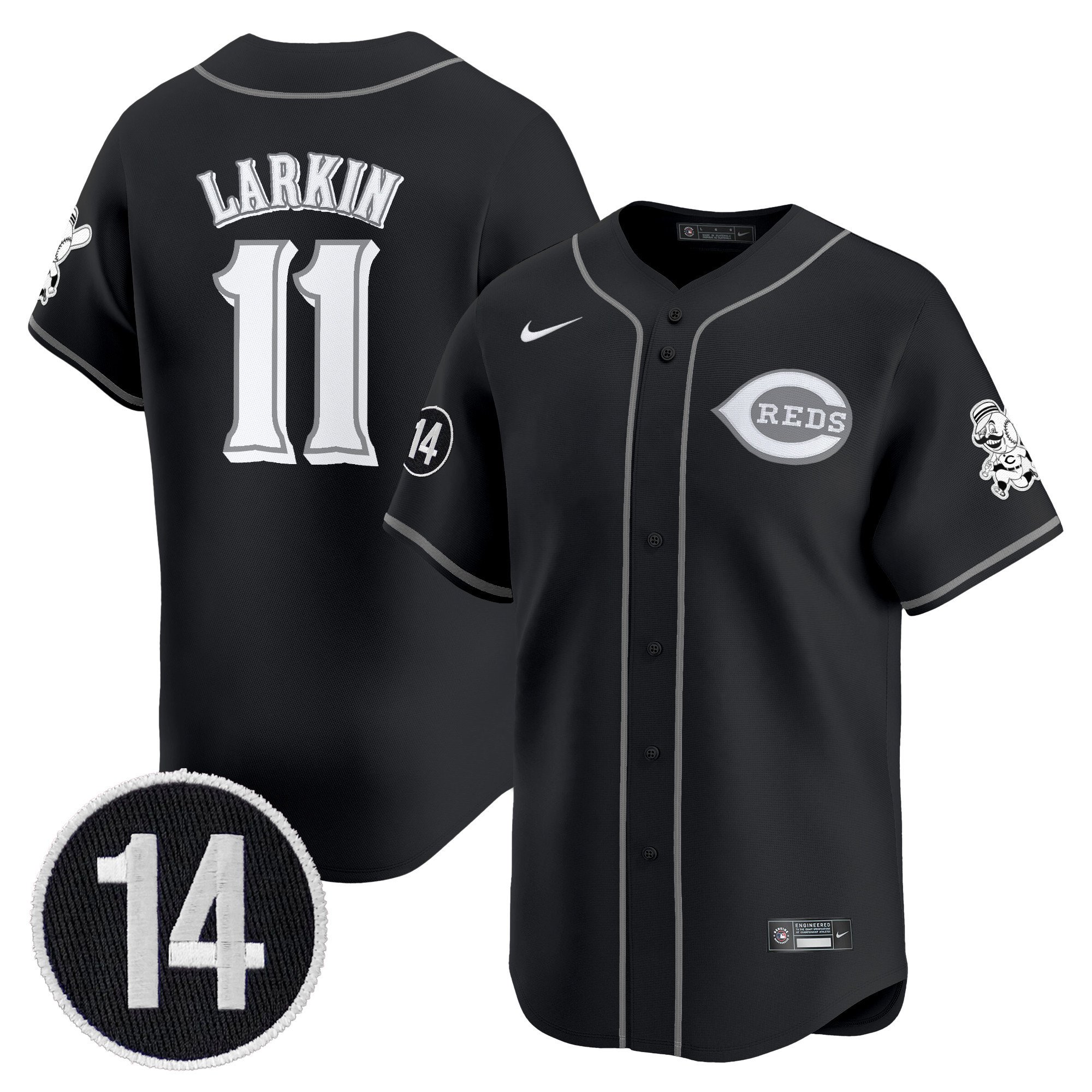 Cincinnati Reds 2025 Lights Out Vapor Premier Limited Jersey - Pete Rose Patch Stitched Barry Larkin