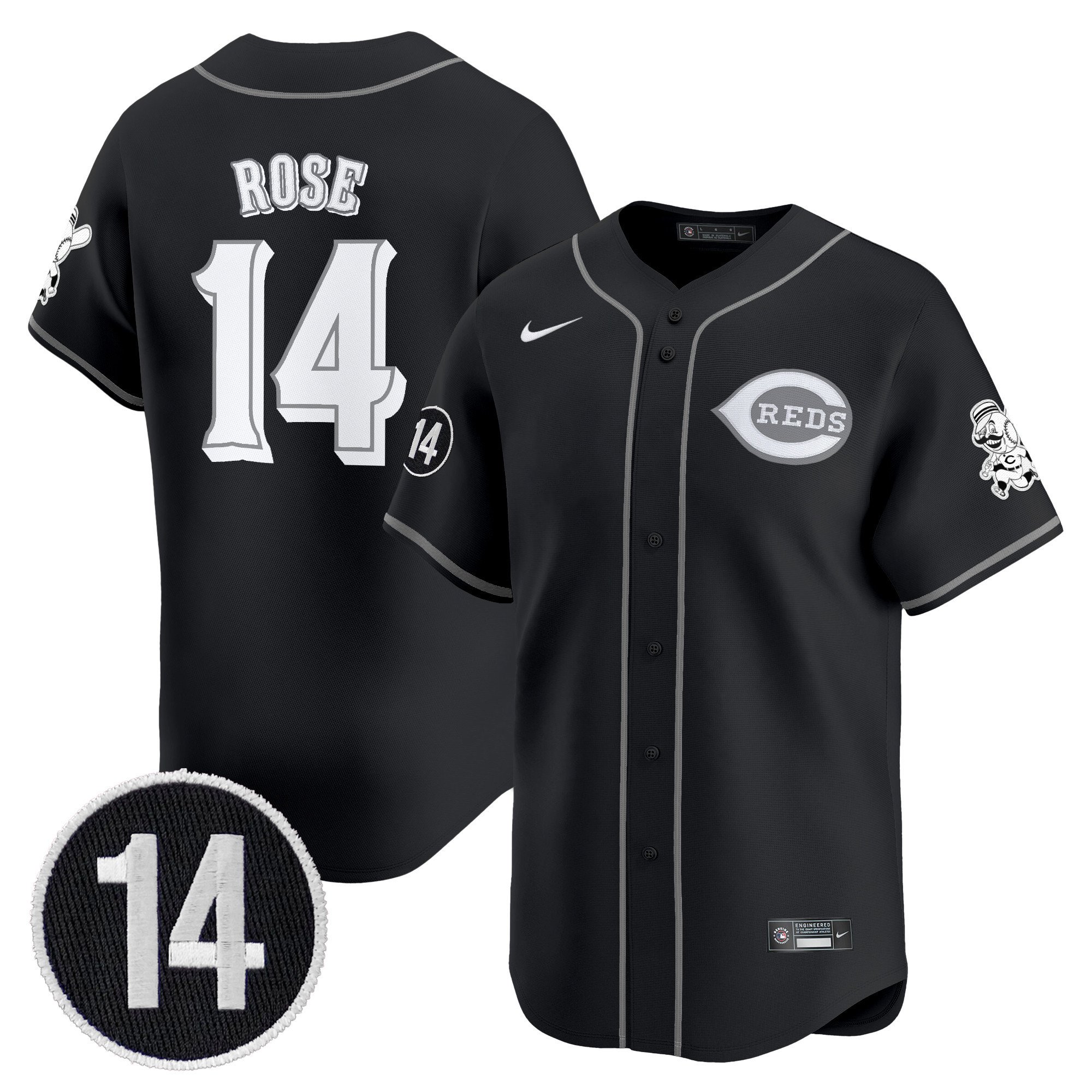 Cincinnati Reds 2025 Lights Out Vapor Premier Limited Jersey - Pete Rose Patch Stitched Pete Rose