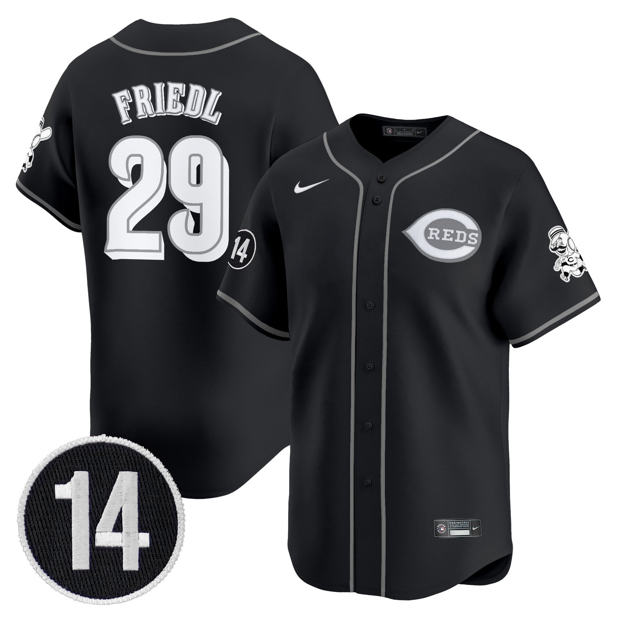 Cincinnati Reds 2025 Lights Out Vapor Premier Limited Jersey - Pete Rose Patch Stitched TJ Friedl